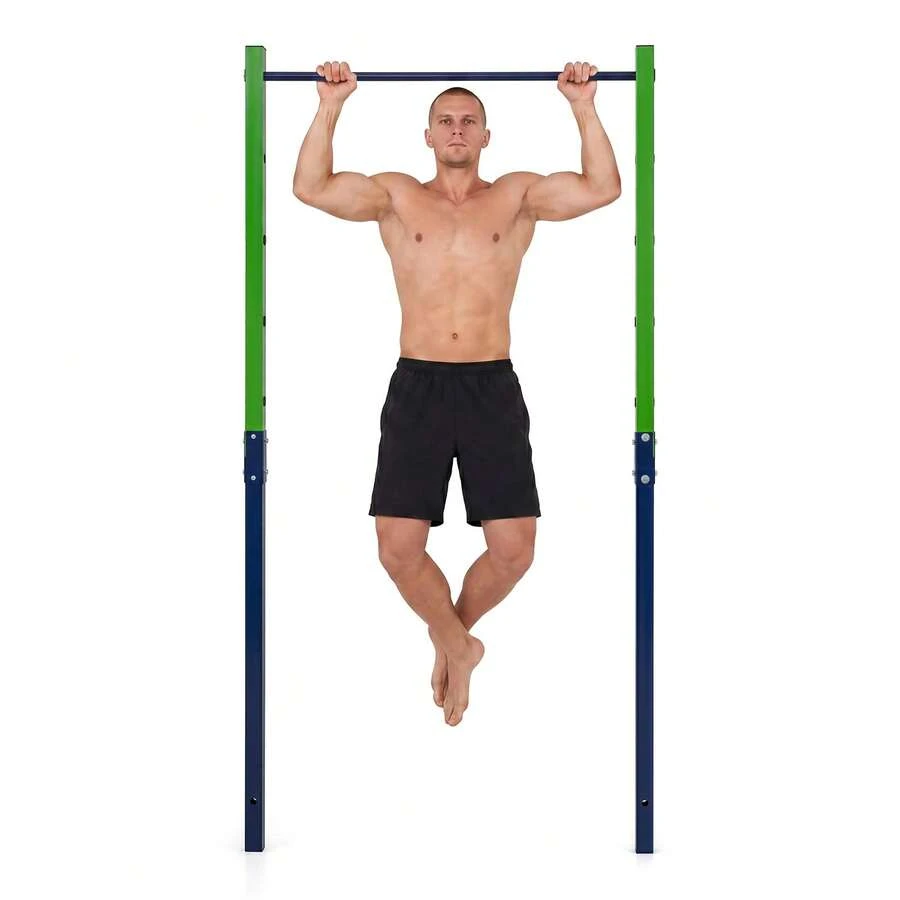 Metal Pull Up Bar In-Ground Pull Up Bar Station 5 Adjustable Heights For Park School Workout - Blue - View 1