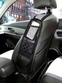 1 pieza/2 piezas Organizador de asiento de coche, ligero y portátil, diseño de múltiples bolsillos, se puede colgar en el lateral del asiento, diseño de malla multifuncional, adecuado para la mayoría de sedanes, SUV, camiones y otros modelos de vehículos, puede almacenar diversos artículos, mantener su automóvil limpio y ordenado. - Negro - Ver 4
