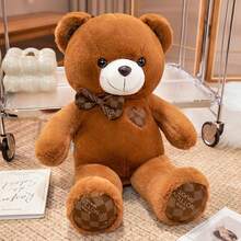 1 pieza Oso de peluche suave y lindo de 38cm con corbata de moño, regalo de cumpleaños/Navidad, gran regalo de boda de oso de peluche, decoración navideña, decoración del hogar y regalo de cumpleaños/festividad, suave y cómodo, material de peluche de poliéster, regalo elegante para el Día de San Valentín y Navidad - Multicolor - Ver 12