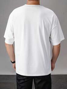 ZYNTH BALENO Kaos Pria Musim Panas Modis, Model Longgar, Bahu Jatuh, Kerah Bulat, Lengan Pendek, Cocok untuk Gym dan Olahraga Luar Ruangan - Putih - View 7