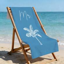 1pc Super Soft Blue Mr. Coconut Tree Pattern Beach Towel, Suitable For Beach, Pool Party, Vacation - Beach & Pool Accessories - Style3 - View 7