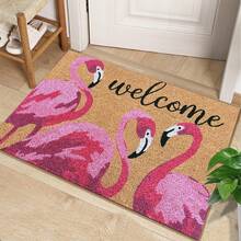 1pc Flamingo Pattern Door Mat/Carpet, Comfortable Decorative Floor Mats, Great For Home Bedroom, Bathroom Entryway, Machine Washable, Outdoor Rug,Outdoor Decor,Patio Decor,Halloween Decor,Christmas Decrotions,Fall Decor - A - View 2