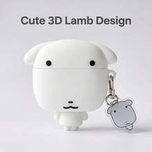 1個可愛白色小狗3D造型耳機保護套，適用於Apple Airpods4/Pro3/Pro2 第2代與第3代，新款矽膠柔軟防護殼 - 白色 - 查看 1