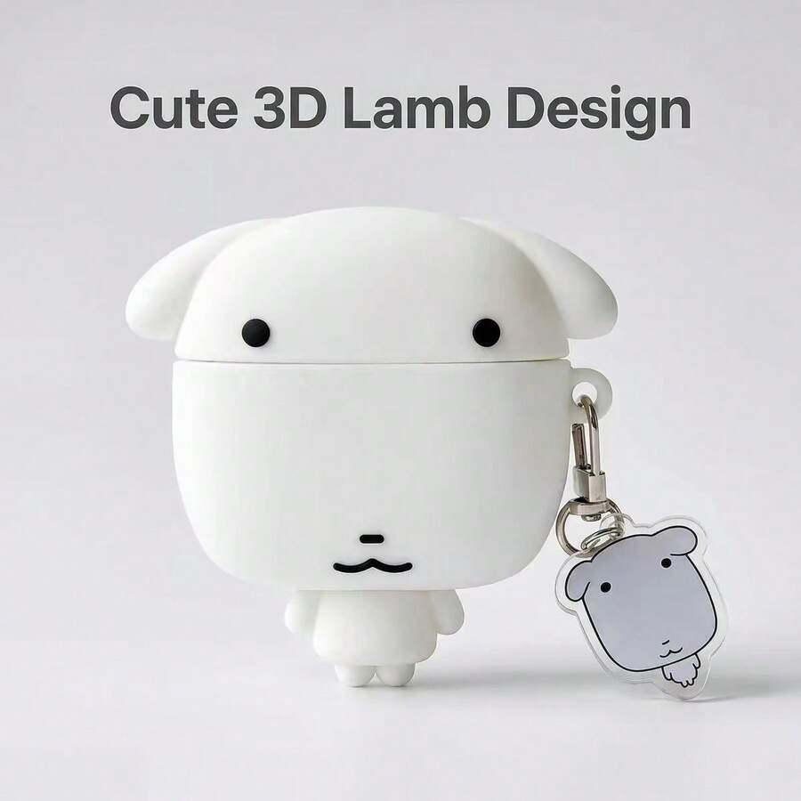 1個可愛白色小狗3D造型耳機保護套,適用於Apple Airpods4/Pro3/Pro2 第2代與第3代,新款矽膠柔軟防護殼 - 白色 - 查看 1