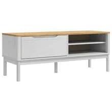 Banc d'entrée  FLORO 115 x 40 x 45 cm en pin massif - Blanc - Voir 2