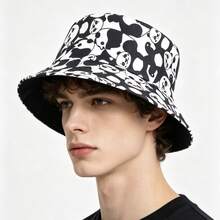 1pc New Panda Pattern Bucket Hat, Suitable For Gifts, Beach Travel, Reversible Design - Panda - View 3