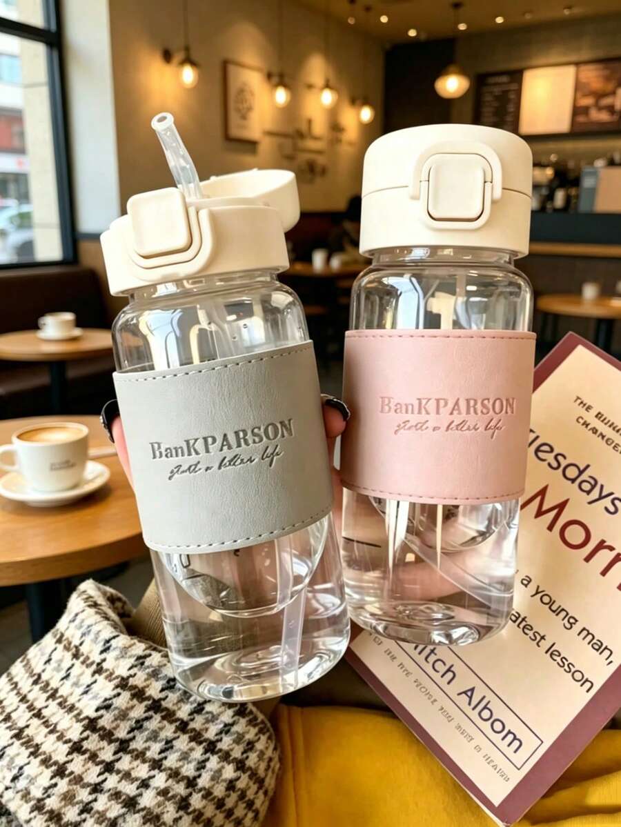 500ml Leak-Proof Water Bottle With Straw, Portable Minimalist Style Cup Suitable For Milk, Coffee, Tea, Juice And Other Beverages, Hand Washable, Suitable For Sports, Fitness, Travel