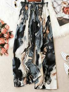 Retro Plus Size Women'S Valentine'S Day Allover Print Woven Wide Leg Pants, Regular Fit Casual Trousers, Summer, Rave, Spring Break, Boho Fall Cloth For Women Capri For Women Beach Outfit For Woman Y2K Clothing Women - 彩色 - 查看 1