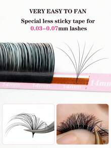 Qeelasee Extra große fächerförmige Wimpernverlängerungen D-Locke 0,03-0,10 mm professionelle Nerz-Einzelwimpern 12 Reihen Make-up Wimpernzubehör - D - Übersicht 3