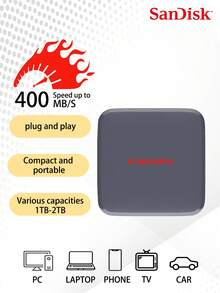 SANDISK E11 Portable Solid State Drive 1TB 2TB USB 3.0 Type-C External SSD Max 400Mb/S Mini Hard Drive For Phone Tablet PC - View 1
