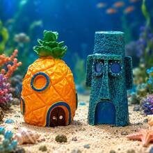 SpongeBob SquarePants 1個 方形褲子水族魚缸裝飾鳳梨屋躲避洞穴組，魚缸裝飾品，最適合好友的節日派對氛圍裝飾，完美的派對裝飾，家居裝飾品，完美的房間裝飾，聖誕禮物，給女朋友的畢業禮物，情人節，生日慶祝，紀念品，女性紀念品，可愛美學，情人節，禮物，裝飾品，家居裝飾，情人節禮物 - 查看 4