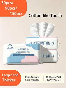 Soft And Gentle Facial Towel – Thickened Pull-Out Patterned Pearl Face Wipes, Available In 30/90/150 Sheets. Extra Thick And Non-Tear, Suitable For Dry & Wet Use. Ideal For Daily Cleaning, Makeup Removal, Pet Care, And Many Other Purposes. - Multicolor - View 1