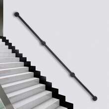 8Ft Stairs Handrails, Metal Industrial Pipe Stair Railing With Wall Mount Support For Home Indoor - A - View 9