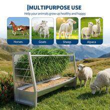 mteryoing 5 Ft Goat Hay Feeder - Heavy Duty Anti-Waste Metal Hay Rack 60 Gallon With Rounded Edges, Livestock Pasture Feeder For Sheep, Horses & Ponies, Farm Outdoor Feeding Equipment - Silver - View 7