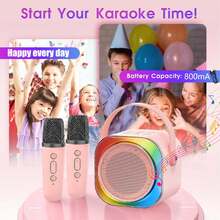 Máy hát karaoke mini phù hợp cho thanh thiếu niên và người lớn - Loa Bluetooth di động với 2 micro không dây và đèn LED, đồ chơi KTV hoàn hảo cho các bữa tiệc tại nhà, món quà Giáng sinh/sinh nhật tuyệt vời nhất cho bé trai và bé gái. - Nhiều màu - Xem 5