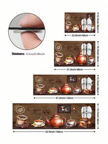 1套橡膠廚房墊，咖啡色廚房地毯與墊子，防滑可水洗，波希米亞風格廚房地毯，橡膠底 - 彩色 - 查看 6