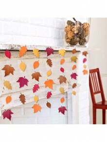 12件/組楓葉花環橫幅，節日慶祝懸掛裝飾，房間與家居裝飾，秋季場景氛圍，窗戶、壁爐、生日、主題派對、家庭聚會、戶外花園與庭院懸掛裝飾 - 多色 - 查看 4