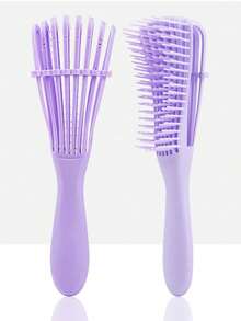 1 Stück Doppelreihiger Grobzahn-Entwirrkamm - Afro-Haare, schmerzfreies Entwirren im nassen/trockenen Zustand, Kopfhautmassage & Exfoliation, belüftet und schnelltrocknend. Für Locken, Perücken, Zöpfe, Salon & Reisen. - Mehrfarbig - Übersicht 5