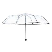 1pc Transparent Folding Travel Umbrella, Portable Pocket Umbrella, Lightweight Waterproof Rainproof Sun Protection Parasol, Elegant Transparent Dual-Use Umbrella, Cute Pink Floral Print Manual 8-Rib Umbrella, Plastic Handle Iron Frame Durable Folding Umbrella, Romantic Outdoor Photo Prop Umbrella, Unisex Transparent Rain Gear, Automatic Manual Telescopic Travel Umbrella, Essential For Outdoor Activities - One Size Fits All - View 2