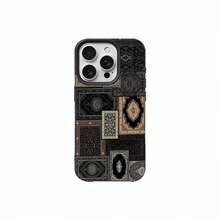 1 buah Casing Ponsel Bahan TPU Motif Mosaik Karpet Hitam Kompatibel dengan iPhone 17 Pro Max/17/16 Pro Max/15/13/12/11, S20 FE/A15/S24/A55, Note 11/Note 12/Note 13 Pro, Casing Ponsel Pelindung Lembut Anti Jatuh yang Melindungi Seluruh Bagian - Hitam - View 5