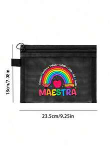 Maestra 字母圖案網格包，透明彩虹與愛心設計化妝收納袋，字母印花拉鍊化妝包，透明網格收納袋/盥洗包，便攜式化妝包，適用於化妝品收納、護膚品及浴室整理，適合送給她的理想禮物，老師、母親、朋友、宿舍房、母親節禮物、畢業禮物、旅行禮物、復活節禮物、開學禮物 - 彩色 - 查看 10