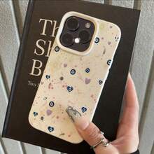 1pc TPU Material Rose Gold Evil Eye & Feather Pattern Phone Case, Compatible With IPhone 17 Pro Max/17/16 Pro Max/15/13/12/11, S20 FE/A15/S24/A55, Note 11/12/13 Pro, Full Coverage Anti-Drop Soft Protective Cover - White - View 2