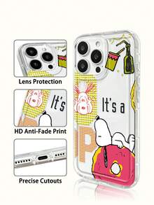 Miniso Snoopy 手機殼輕巧防滑防摔，透明設計適合夏季，卡通動漫風，適用於 iPhone 17 17Air 17pro 17promax 11 12 13 15 16pro 16promax 14Plus 15Plus 16Plus 15pro 16promax XR，送給親友的節日禮物 - 無色 - 查看 3