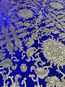 蓝色花卉提花缎面面料,金色金属花卉藤蔓提花缎面面料,柔软顺滑,透气耐用,高品质面料,适合晚礼服、服装和家居装饰。 - 1 - 查看 4