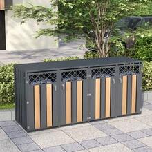 Bin Storage Box With Hinged Lid, Diamond-Shaped Ventilation Opening, Lockable, Two Doors. - 灰色1 - 查看 2