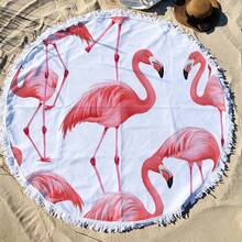 1pc Summer Flamingo Pattern Oversized Beach Towel, Round Beach Blanket, Home Decor, Suitable For Beach, Swimming Pool, Camping And Travel, Ultra Comfortable - Style5 - View 2