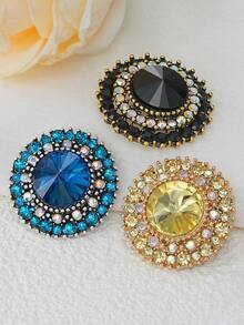 3pcs/Set Multi-Layer 3D Flower Full Rhinestone Metal Large Buttons, Suitable For Fur Coats, Sweaters, Suits, Uniforms, Dresses, Decorative Buttons For DIY Bags, Jewelry Boxes, Gift Boxes, Handicrafts - Multicolor - View 5