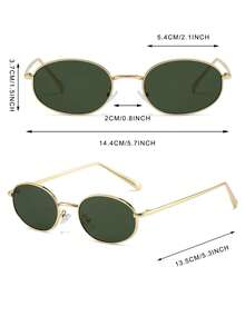 1 Pair Women's Gold Oval Metal Small Frame Retro Solid Color Personalized Fashion Street Style Runway Fashion Glasses - Gold - View 4