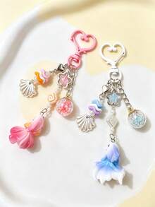 1pc Cute Glass Ball Mermaid Phone Strap, Beaded Pendant Charm - Multicolor - View 2