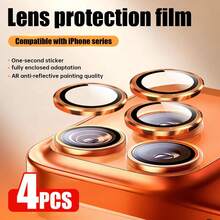 Yezodawee 4 piezas Anillos protectores de lente de cámara de metal naranja, ajuste perfecto, película de lente circular de cámara trasera, compatible con iPhone 17 Pro Max/17 Air/16 Pro Max/16 Pro/16 Plus/16/16E/15/14/13 Mini/12/11 - 4 piezas - Ver 26