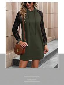Women Short Dresses - Army Green - View 8