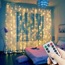 1pc LED Curtain String Light With Remote Control, 100/200/300 LED USB Powered Fairy Lights For Wedding, Party, Home, Garden, Bedroom, Indoor Outdoor Wall Decor - Plastic Material, No Batteries Included - USB Curtain Light - View 7