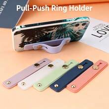 1 buah Dudukan Ponsel Lipat dengan Gesper Cincin Dorong-Tarik, Tali Pergelangan Tangan Perekat Warna Solid, Penyangga Ponsel Anti Jatuh - MultiWarna - View 3