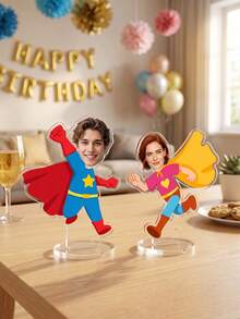 1pc Custom Photo Superhero Acrylic Standee, Custom Photo Hero Stand For Kids Birthday Party Decorations,Unique Birthday Gift For Superhero Lovers And Kids,Cute Desktop Decor For Kids Room - Multicolor - View 3