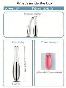 AXH Battery Powered Eye Massager Pen, Compact & Portable, Facial & Eye Care, Battery Operated, Lightweight & Easy To Carry - White - View 3