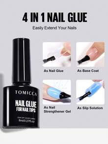 TOMICCA 2pcs/Pack 8ml Fake Nail Glue, LED/UV Light Fast Curing, Soak-Off Removable, Long-Lasting Adhesion, Suitable For DIY Nail Art Home And Salon - Clear - View 8