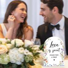 Wedding Sign, "Love Is Sweet" Modern Arched Top Tabletop Decor, Bridal Gift Stand, No Power Required, High-Quality Transparent Plastic, Modern Wedding Table Sign - A - View 2
