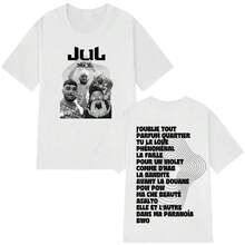 T-shirt ample et décontracté en 100% coton, avec un motif graphique de style hip-hop, design tendance du rappeur Jul, unisexe, streetwear, cadeau pour fans, cadeau d'été pour petit ami, t-shirt p - Blanc - Voir 1