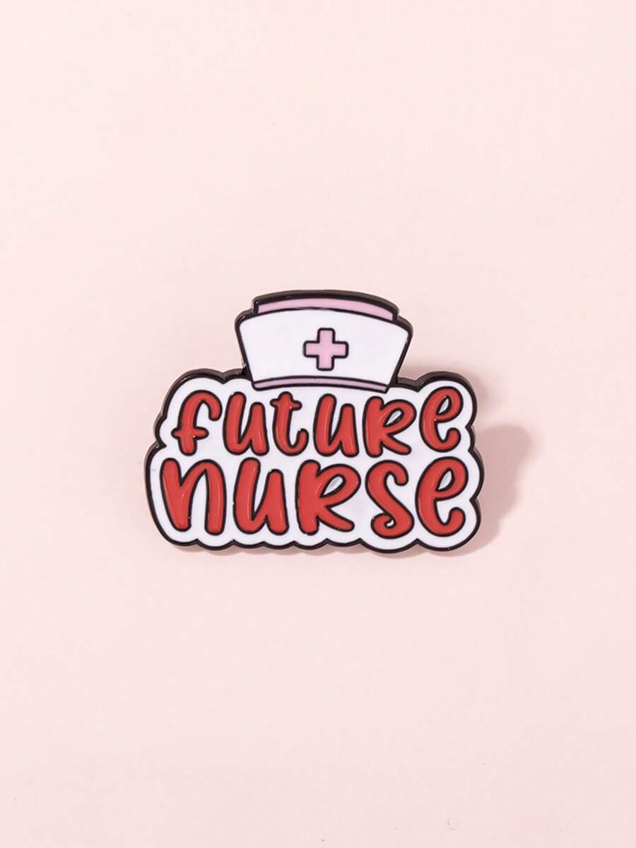 1pc Nurse Cap Letter Brooch, Alloy Oil Drop Clothing Accessory, Funny Brooch, Pin Badge, Hat Pin, Backpack Badge, Bag Charm - Multicolor - View 1