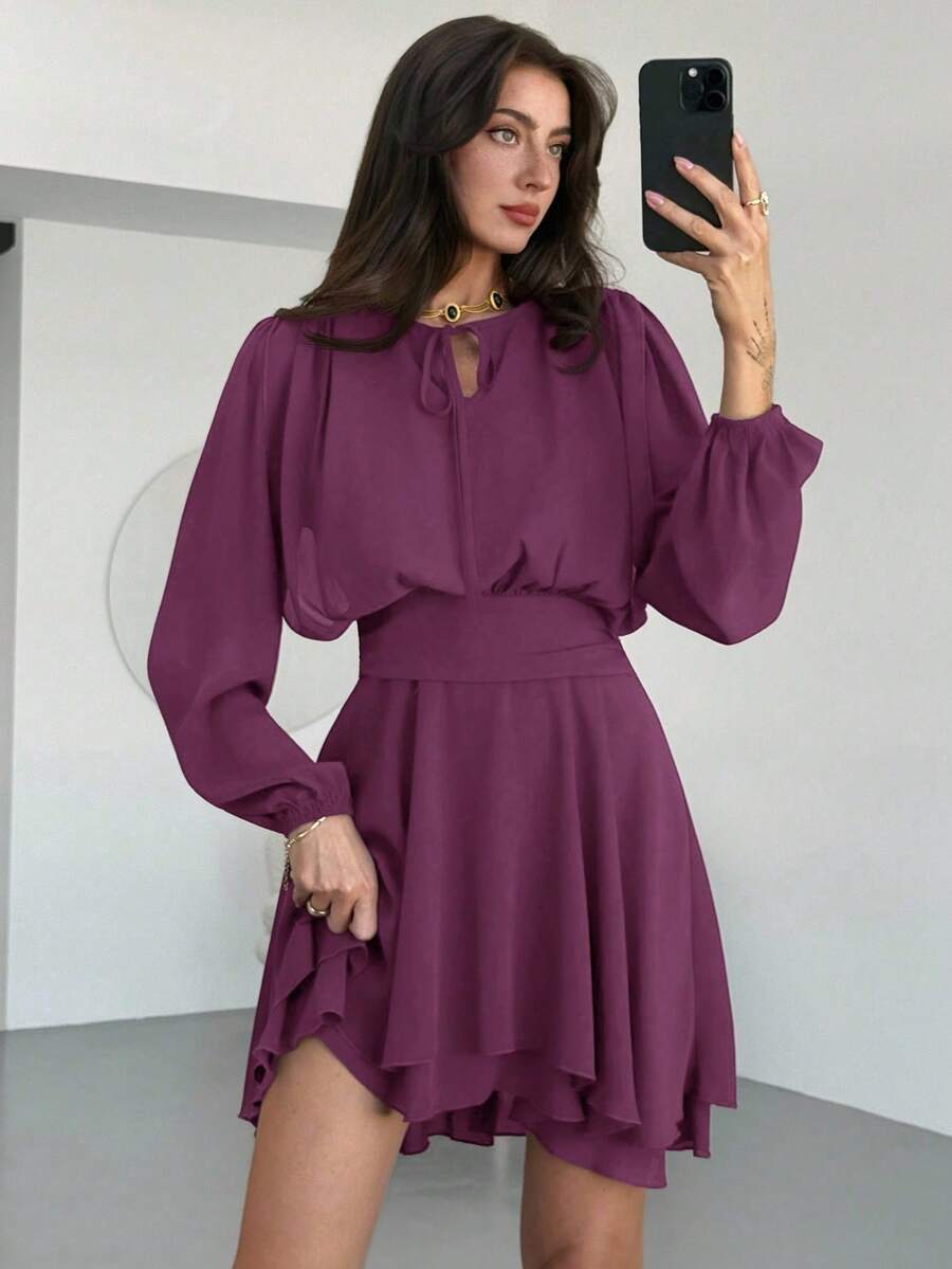 Women Midi Dresses - Purple - View 1
