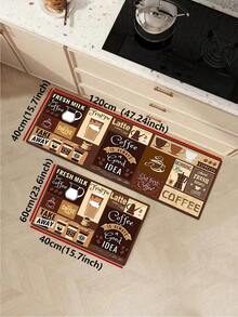 1pc Coffee Color Living Room Kitchen Rug Mat, Anti-Fatigue Kitchen Mat, Rubber Kitchen Mat Set, Coffee Color Kitchen Rug Mat, Non-Slip Washable, Kitchen Runner Rug, Rubber Backing - Multicolor - View 16
