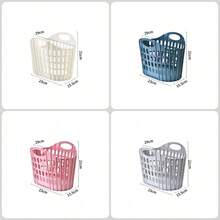 1pc Foldable Laundry Basket Large Capacity Plastic Storage Hamper For Clothes Modern Design Durable Bathroom Organizer Portable Collapsible Clothes Container Home Storage Solution Versatile Hamper For Bedroom Laundry Room - Multicolor - View 7