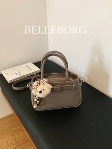 Casual Colorblock Textured Versatile Commuter Retro Canvas Strap Buckle Women's Small Square Handbag - Grey - View 4
