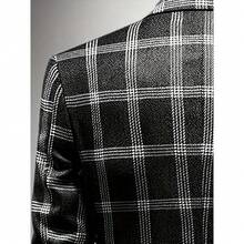 Men's Fashion Plaid Slim Fit Blazer, Button Closure, Long Sleeve, Regular Length, Casual Style Menswear Suits Formal Wetsuit Business Casual Outfits Checked Navy Blue - 棕色 - 查看 10