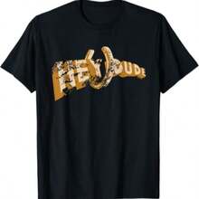 Black T-Shirt With Horseshoe Print - Black - View 1