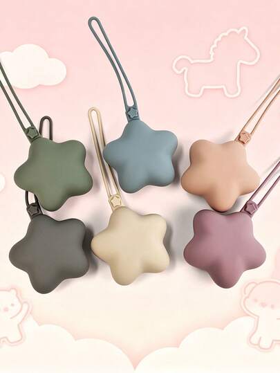 Estuche de almacenamiento de chupete para bebé de una pieza de unicolor minimalista, diseño portátil en forma de estrella, a prueba de fugas y polvo para una mejor higiene, se puede colgar en el cochecito o colocar en la bolsa de pañales, reutilizable y no deformable, soporte de chupete esencial para recién nacidos